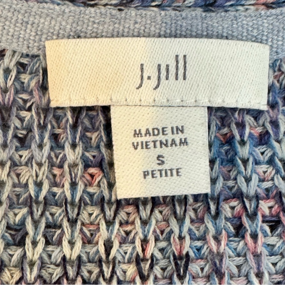 J Jill Easy Dropped Shoulder Sweater Blue Jasper Cotton V Neck 3/4 Sleeve - Picture 7 of 9